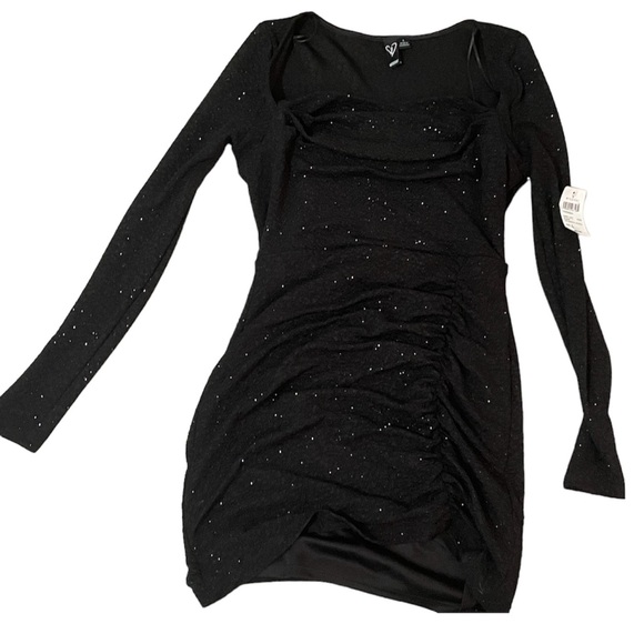NWT Windsor Toni Glitter Cowl Neck Long Sleeved Mini Dress - Picture 3 of 6